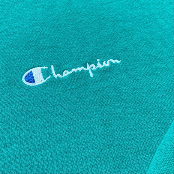 Vintage 90s Champion Script Sea Green Crewneck Sweatshirt - Picture 2 of 6